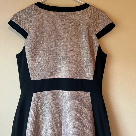JAX Sheath Gold/Black Bodycon Dress SZ 6 Medium Short Sleeve Full Front Zipper - Picture 11 of 16